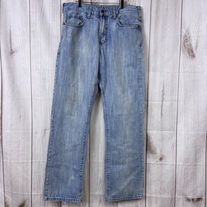 Flypaper Jeans Mens Light Wash Straight Leg Embroidered Skater Blue Size 32x34